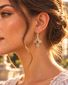 Handmade 925 silver cross earrings with Natural Carnelian round cabochon gemstone