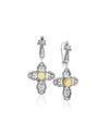 November birthstone Citrine cross earrings with vintage sterling silver filigree design