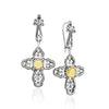 Citrine 925 Sterling Silver Filigree Cross Dangle Earrings