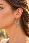 Handmade 925 silver three-petal cross earrings with Natural Blue Topaz checkerboard gemstone