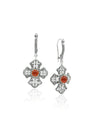 Carnelian 925 Sterling Silver Three-Petal Filigree Cross Dangle Earrings