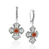 Carnelian 925 Sterling Silver Three-Petal Filigree Cross Dangle Earrings
