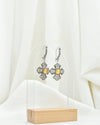 Natural Citrine three-petal cross dangle earrings in handmade sterling silver for women