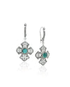 Emerald 925 Sterling Silver Three-Petal Filigree Cross Dangle Earrings