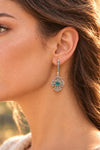 Handmade 925 silver three-petal cross earrings with lab-created Emerald checkerboard gemstone