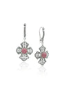 Rhodonite 925 Sterling Silver Three-Petal Filigree Cross Dangle Earrings