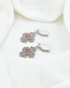 Rhodonite 925 Sterling Silver Three-Petal Filigree Cross Dangle Earrings