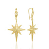 18K gold plated North Star Polaris filigree dangle earrings with starburst design