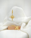 Handmade 18K gold plated Polaris North Star earrings with celestial starburst design