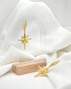 18K Gold Plated Sterling Silver North Star Polaris Filigree Dangle Earrings