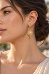 Handmade gold plated 925 sterling silver North Star earrings with intricate filigree details