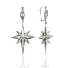 Sterling silver North Star Polaris filigree dangle earrings with starburst design