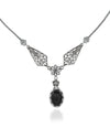 Onyx Silver Gothic Filigree Womens Necklace, Handmade Vintage Style Necklace, 925 Sterling Silver Dark Romance Jewelry Gift
