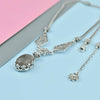 Gray Moonstone Silver Vintage Filigree Necklace, Handcrafted Healing Stone Flower Detailed Edwardian Women Necklace