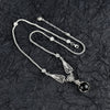 Black Onyx Silver Vintage Gothic Flower Necklace, Unique Handmade Daisy Detailed Floral Bridal Statement Necklace Jewelry
