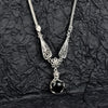 Black Onyx Silver Vintage Gothic Flower Necklace, Unique Handmade Daisy Detailed Floral Bridal Statement Necklace Jewelry