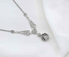 Rutilated Quartz Silver Boho Wedding Necklace, Sterling Silver Crystal Handmade Vintage Style Statement Jewelry