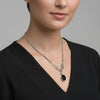 Black Onyx Silver Gothic Wedding Necklace, Handmade Goth Art Nouveau Dark Charm Choker Jewelry