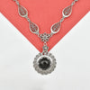 Carnelian Silver Vintage Daisy Flower Necklace, Handmade Red Stone Filigree Floral Statement Necklace Jewelry