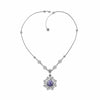 Mother of Pearl Silver Filigree Flower Necklace, Floral Design Handcrafted Large Edwardian Statement Jewelry