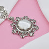Mother of Pearl Silver Filigree Flower Necklace, Floral Design Handcrafted Large Edwardian Statement Jewelry
