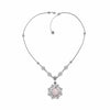 Mother of Pearl Silver Filigree Flower Necklace, Floral Design Handcrafted Large Edwardian Statement Jewelry