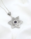 Sterling Silver Amethyst Jewish Star Necklace, Filigree Star of David Israeli Jewelry