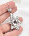 Sterling Silver Amethyst Jewish Star Necklace, Filigree Star of David Israeli Jewelry