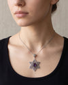 Sterling Silver Amethyst Jewish Star Necklace, Filigree Star of David Israeli Jewelry