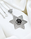 925 Sterling Silver Black Onyx Jewish Star Necklace, Filigree Star of David Jewish Jewelry