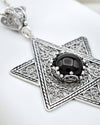 925 Sterling Silver Black Onyx Jewish Star Necklace, Filigree Star of David Jewish Jewelry