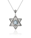 Sterling Silver Amethyst Jewish Star Necklace, Filigree Star of David Israeli Jewelry