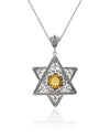 Sterling Silver Amethyst Jewish Star Necklace, Filigree Star of David Israeli Jewelry
