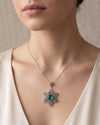 925 Silver Emerald Jewish Star Necklace, Filigree Star of David Jewish Jewelry