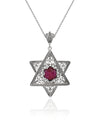 Sterling Silver Amethyst Jewish Star Necklace, Filigree Star of David Israeli Jewelry