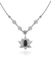 Ruby Gemstone Silver Gothic Lotus Flower Choker Necklace, Handmade Filigree Jewelry