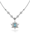 Ruby Gemstone Silver Gothic Lotus Flower Choker Necklace, Handmade Filigree Jewelry