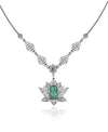 Ruby Gemstone Silver Gothic Lotus Flower Choker Necklace, Handmade Filigree Jewelry