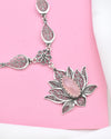 Pink Chalcedony Lotus Flower Choker Necklace, Handmade Filigree Jewelry