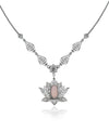 Pink Chalcedony Lotus Flower Choker Necklace, Handmade Filigree Jewelry