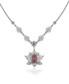 Ruby Gemstone Silver Gothic Lotus Flower Choker Necklace, Handmade Filigree Jewelry