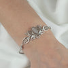 Filigree Art Silver Carnelian Gemstone Lotus Flower Design Woman Link Bracelet