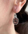Filigree Art Alexandrite Gemstone Crown Figured Women Silver Oval Drop Earrings