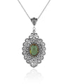 Filigree Art Alexandrite Gemstone Floral Figured Women Silver Oval Pendant Necklace