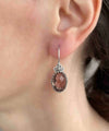 Filigree Art Alexandrite Gemstone Heart Detailed Women Silver Oval Drop Earrings