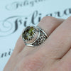 925 Sterling Silver Filigree Art Alexandrite Gemstone Crown Statement Ring