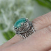 Filigree Art Amazonite Gemstone Crown Design Women Silver Statement Ring - Filigranist Jewelry