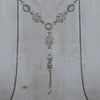 FS-2010-24-925 Sterling Silver Filigree Art AmethystBlue Topaz Gemstone Tassel Y Design Choker Necklace-