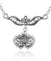Filigree Art Amethyst / Blue Topaz Heart to Heart Design Women Silver Choker Necklace - Filigranist Jewelry