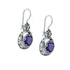 925 Sterling Silver Filigree Art Amethyst Gemstone Floral Drop Earrings